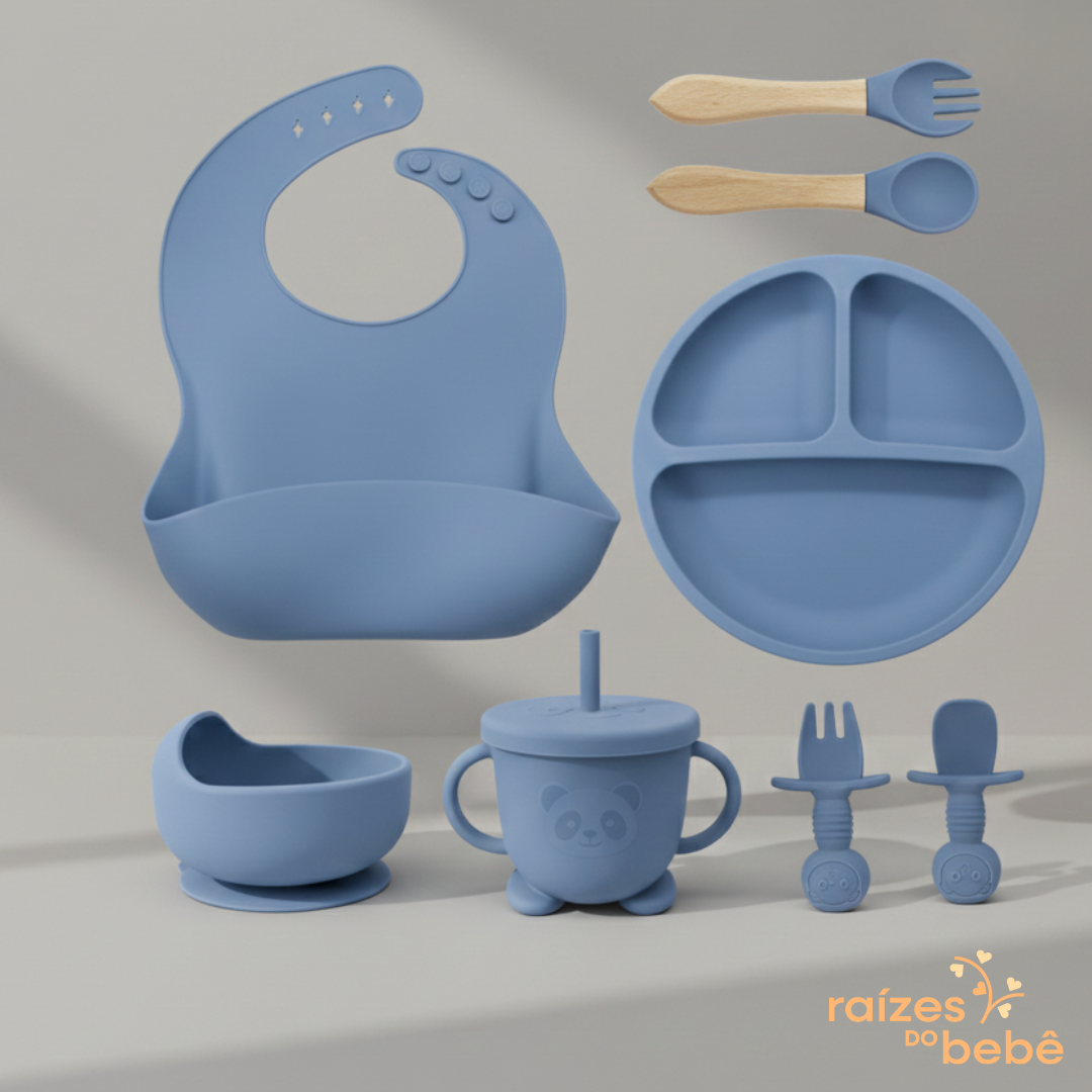 Kit Alimentação Infantil Silicone com Ventosa - Livre de BPA