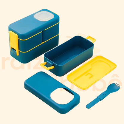 Marmita Dupla NutriBaby 1050ml com Divisória + Kit Talheres