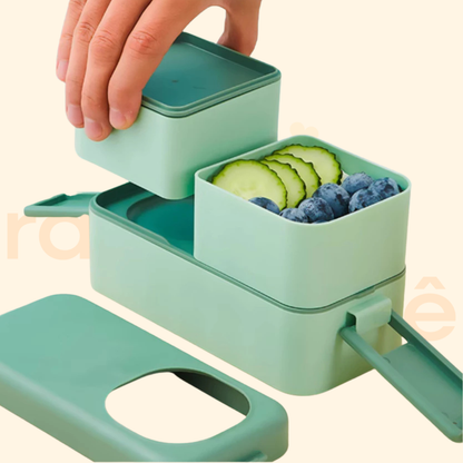 Marmita Dupla NutriBaby 1050ml com Divisória + Kit Talheres