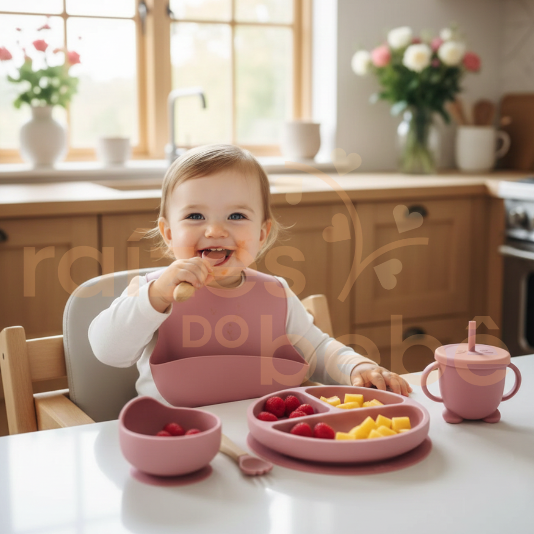 Kit Alimentação Infantil Silicone com Ventosa - Livre de BPA